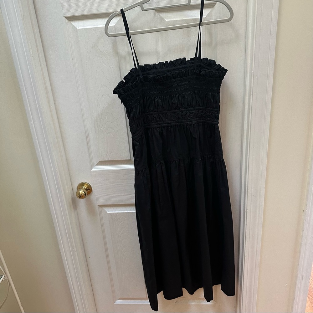 NWT Ulla Johnson Black Ruffled Lisbet Dress Noir 10 tank midi chinched - Picture 12 of 12